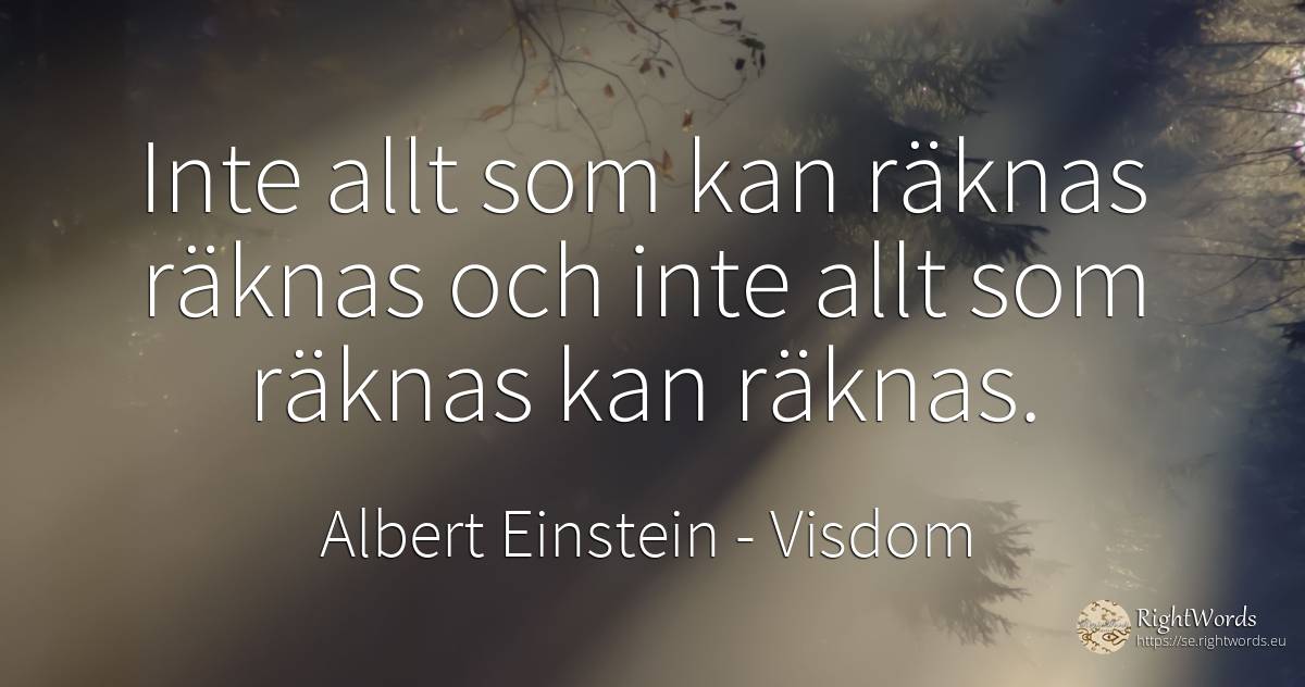 Inte allt som kan räknas räknas och inte allt som räknas... - Albert Einstein, citat om visdom