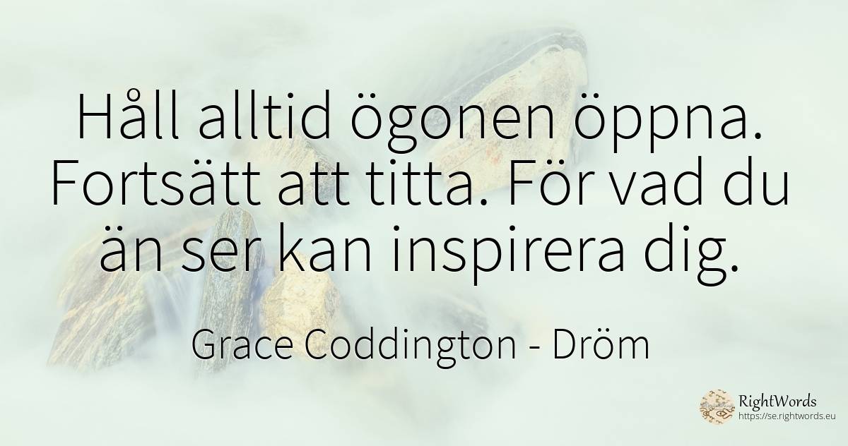 Håll alltid ögonen öppna. Fortsätt att titta. För vad du... - Grace Coddington, citat om dröm