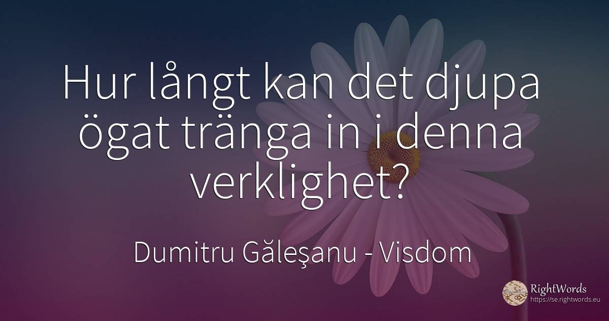 Hur långt kan det djupa ögat tränga in i denna verklighet? - Dumitru Găleşanu, citat om visdom