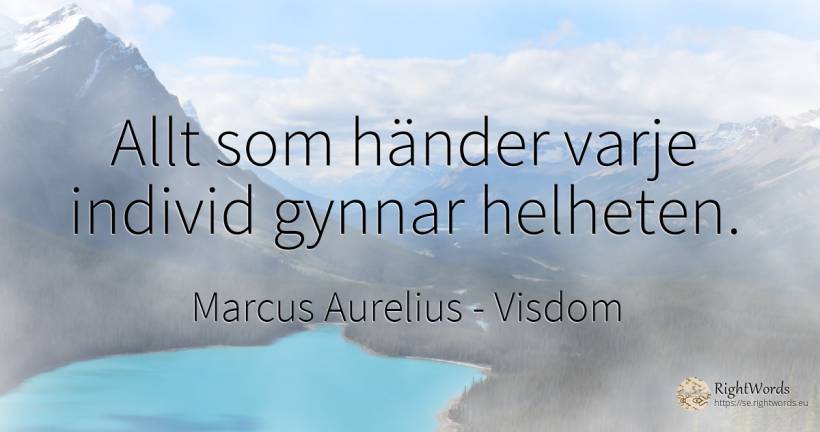 Allt som händer varje individ gynnar helheten. - Marcus Aurelius (Marcus Catilius Severus), citat om visdom