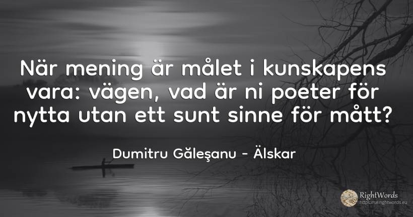 När mening är målet i kunskapens vara: vägen, vad är ni... - Dumitru Găleşanu, citat om älskar