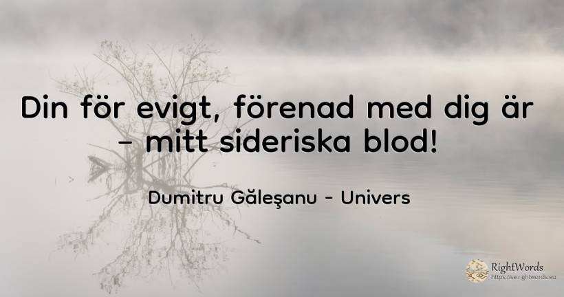 Din för evigt, förenad med dig är – mitt sideriska blod! - Dumitru Găleşanu, citat om univers