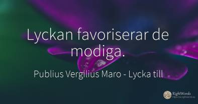 Lyckan favoriserar de modiga.