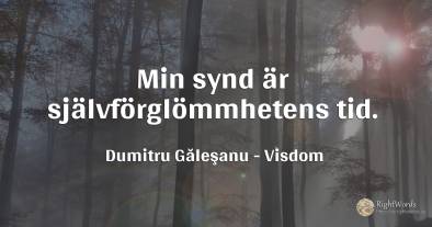 Min synd är självförglömmhetens tid.